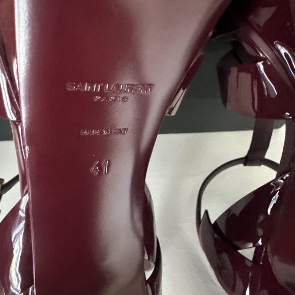 Saint Laurent Burgundy Patent Leather Tribute Sandals 41 - Picture 7 of 7